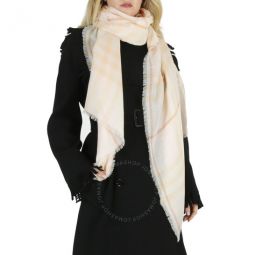 Cameo Check Wool Silk Fringed Scarf