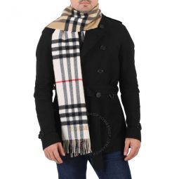 Archive Beige/Natural White Contrast Check Cashmere Scarf