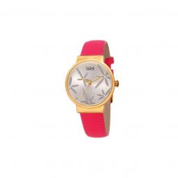 Womens Leather Silver Dial