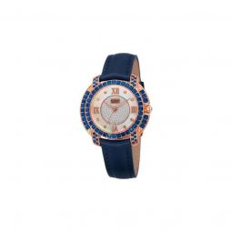 Womens Leather Mother of Pearl Crystal-set Dial