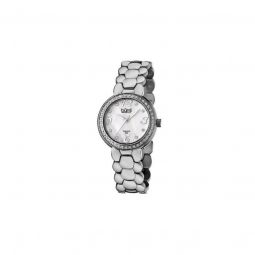 Womens Silver-Tone Stainless Steel Mother of Pearl Dial