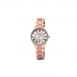Womens Rose-Tone Stainless Steel Silver-Tone Dial