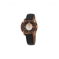 Womens Leather Black Mother Of Pearl Dial