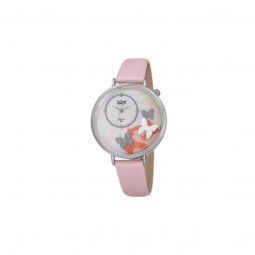 Womens Leather Mother Of Pearl Butterfly Dial
