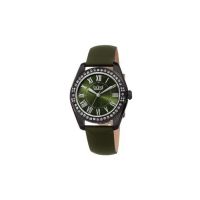 Women's Crystal Leather Olive Green Dial Watch