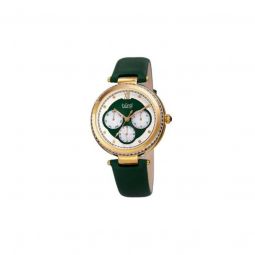 Women's Leather Mother of Pearl (Green Center) Dial Watch