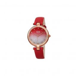 Women's Leather Red Glitter Dial