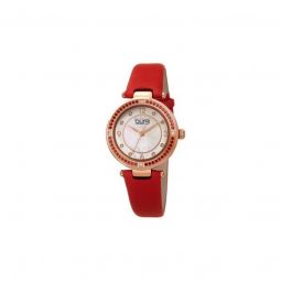 Women's Satin (Leather Back) White Mother of Pearl Dial Watch