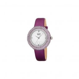 Women's Satin Over Leather Silver Dial