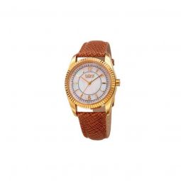 Women's Brown Genuine Leather White Dial