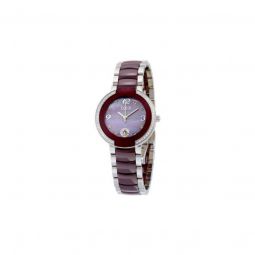 Women's Stainless Steel and Burgundy Ceramic Mother of Pearl Dial