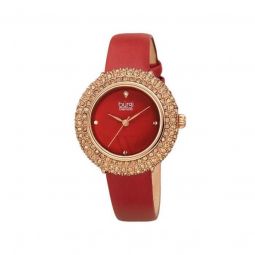 Women's Satin Over Leather Red Dial