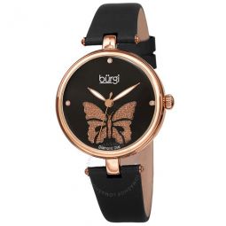 Pretty Butterfly Diamond Black Dial Ladies Watch