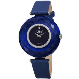 Faceted Crystal Bezel Diamond Blue Dial Ladies Watch