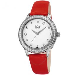 Diamond White Dial Red Leather Ladies Watch