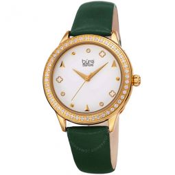 Diamond White Dial Green Leather Ladies Watch