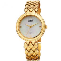Mother of Pearl Dial Yellow Gold-tone Ladies Watch