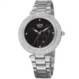 Flower Marker Diamond Crystal Black Dial Ladies Watch