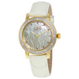 Mother of Pearl Pattern Dial White Leather Ladies Watch