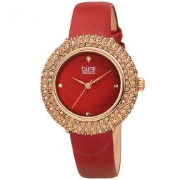 Diamond Red Dial Red Satin Ladies Watch