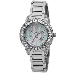 Silver-Tone Brass Mother of Pearl Dial Diamond Ladies Watch