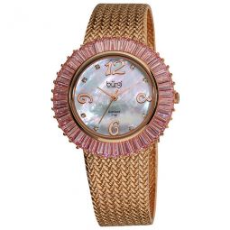 Faceted Crystal Bezel Mother of Pearl Dial Ladies Watch