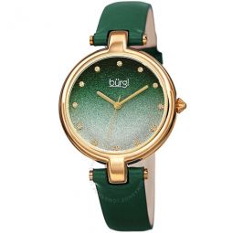 Green Ombre Swarovski Crystal Dial Green Leather Ladies Watch