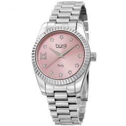 Designer Quartz Crystal Pink Dial Ladies Watch