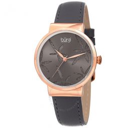 Grey Dial Grey Leather Ladies Watch