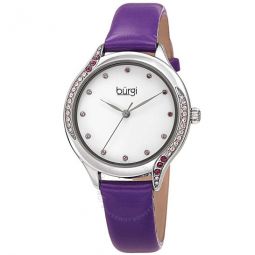 Crystal White Dial Purple Leather Ladies Watch
