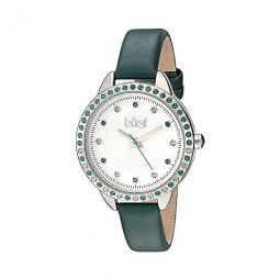 White Dial Green Leather Ladies Watch