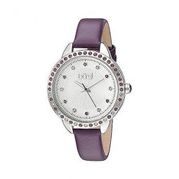 White Dial Purple Leather Ladies Watch