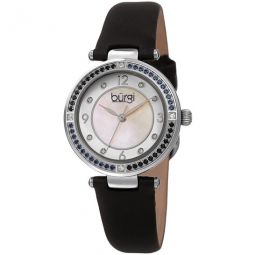 Quartz White Dial Black Leather Ladies Watch