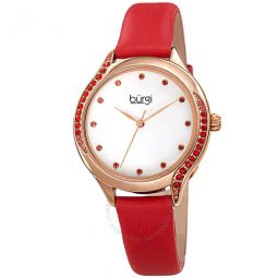 Crystal White Dial Red Leather Ladies Watch