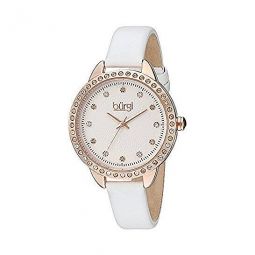 Silver Dial White Leather Ladies Leather Watch