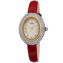 Crystal White Dial Brown Leather Ladies Watch