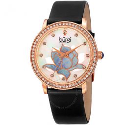 Mother 0f Pearl Dial Black Leather Ladies Watch