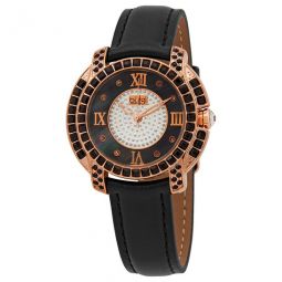 Black Mother of Pearl Dial Black Leather Ladies Watch
