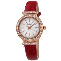 Silver Dial Red Leather Ladies Watch