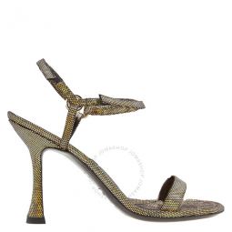 Ladies Disco Bronze Mia Hologram Leather Sandals, Brand Size 36 ( US Size 6 )