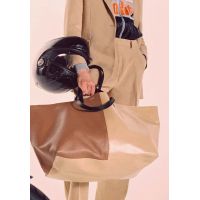 Le Pratique Large Bigout Zip PVC/Leather Bag - Cream/Fauve