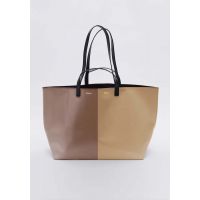 Le Pratique Medium Bigout Zip PVC/Leather Bag - Cream/Taupe