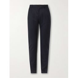 Slim-Fit Pleated Wool-Flannel Trousers