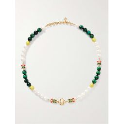 Casa Sport Gold-Tone, Faux Pearl, Glass and Enamel Beaded Necklace