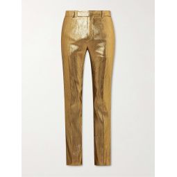 Slim-Fit Lame Trousers
