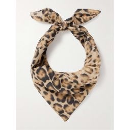Leopard-Print Cotton-Voile Scarf