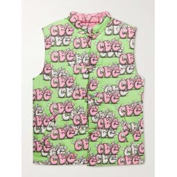 + KAWS Reversible Quilted Printed Cotton-Poplin Gilet