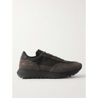 Track Technical Leather-Trimmed Suede and Shell Sneakers