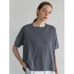 Cotton Cashmere Short Sleeve Pullover T shirt - Gray