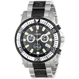 Hawk Date Black Dial Chronograph Stainless Steel Mens Watch